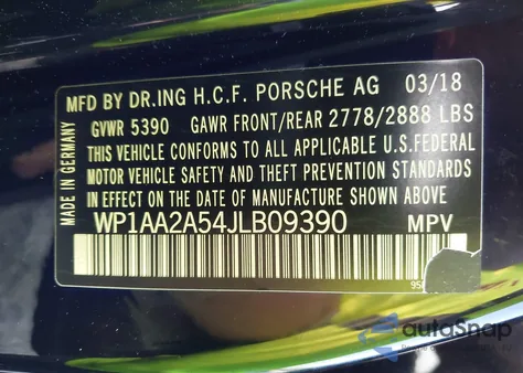 2018 Porsche Macan Sport Edition из США, поврежденный, VIN WP1AA2A54JLB09390